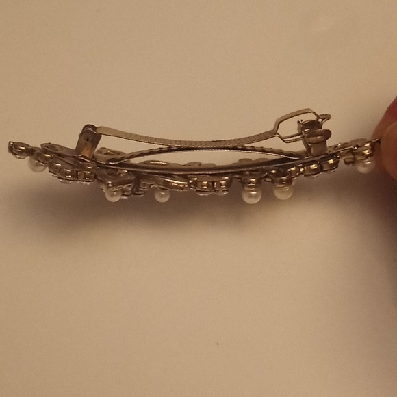 Vintage Bridal Reinstone Pearls Barrett Hair Wedding Prom Clip main image 13